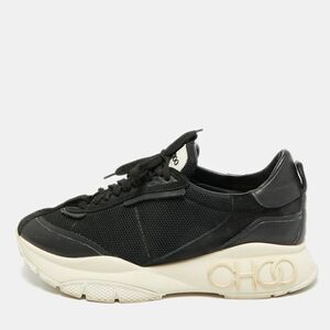 Jimmy Choo Raine Size 42 Black Leather And Mesh Lace Up Sneakers